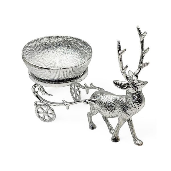 آجیل خوری گوزن کالسکه شیاری نقره‌ای آلومینیومی نمای بالا