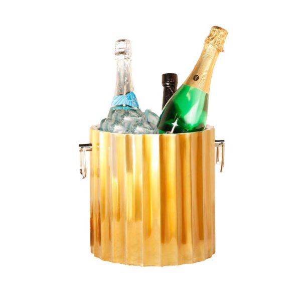 ظرف یخ استوانه‌ای استیل طلایی آسا