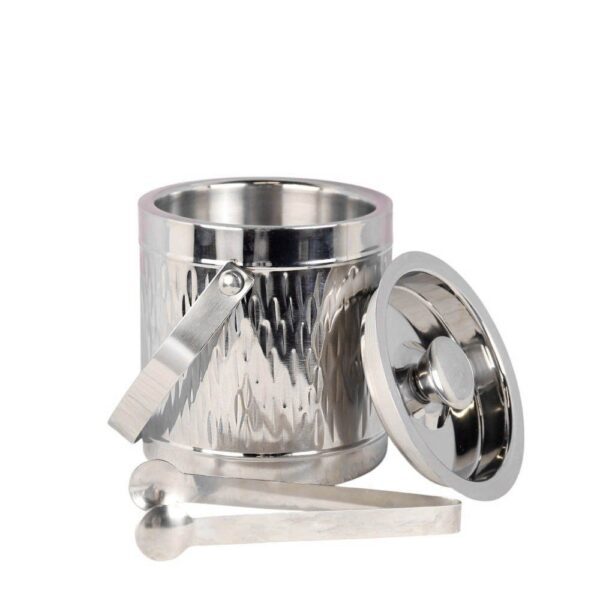 ظرف یخ درب دار استیل نقره‌ای آسا