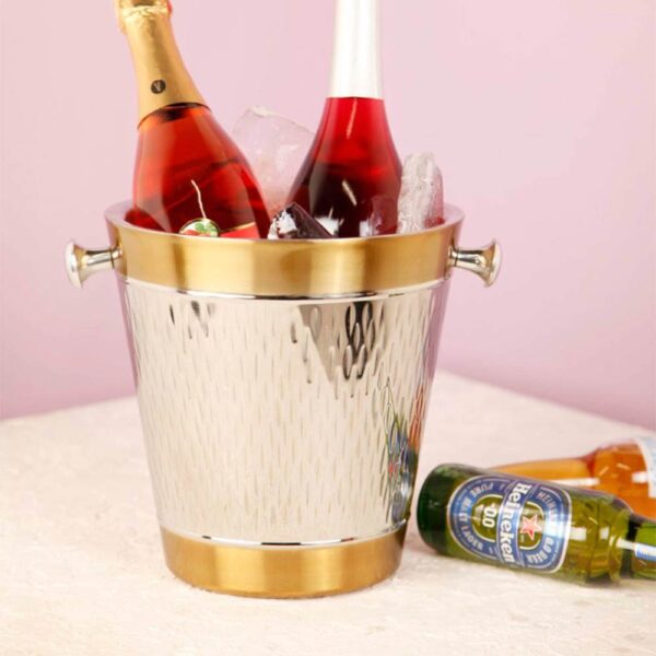 ظرف یخ استیل نقره‌ای طلایی آسا