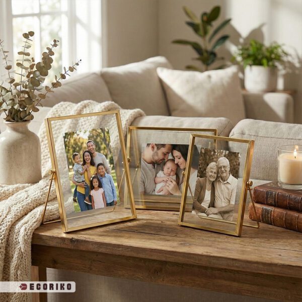 قاب عکس ساده فلزی طلایی 8