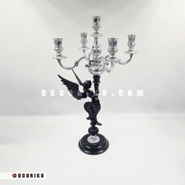 شمعدان پنج شعله فرشته نقره‌ای