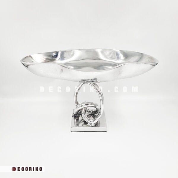 ظرف میوه خوری سیلور پایه دار با طراحی پیچ و گره‌ای