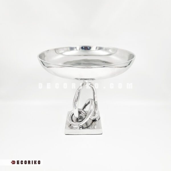 میوه خوری آلومینیومی گرد براق با پایه مدل پیچ مناسب پذیرایی