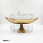 ظرف دکوری و پذیرایی کشکول طلایی رنگ مدل اوشن با لبه های منحنی.