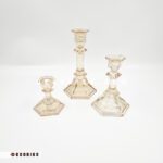 ست شمعدان کریستال عسلی سه سایز