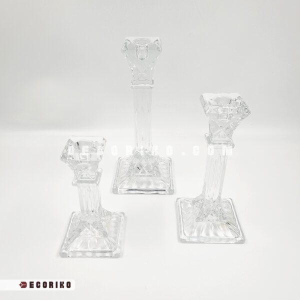 شمعدان کریستالی سه سایز مربع