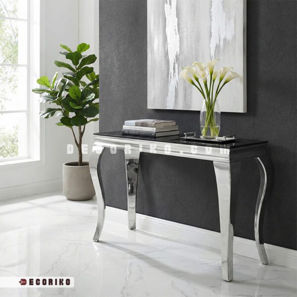 میز کنسول استیل سیلور مدرن مدل سم آهویی مناسب ورودی خانه و راهرو