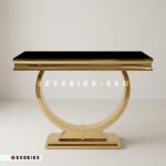 نمای روبروی میز کنسول استیل مدرن طرح هلال طلایی