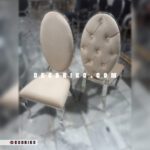 صندلی ناهارخوری استیل پایه نقره ای با پارچه مخمل آبی در کارگاه
