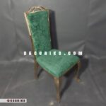 صندلی استیل وارداتی طلایی با نشیمن و پشتی مخمل سبز رنگ