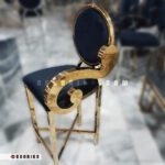 صندلی بار استیل مدل ملودی طلایی با رویه سرمه‌ای در کارگاه