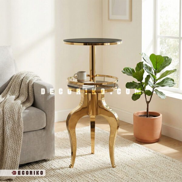 میز بار استیل مدل کابریول طلایی