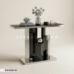 میز کنسول استیل لوکس مدل Abstract Pillar نقره‌ای