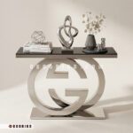 میز کنسول استیل لوکس مدل Gucci نقره‌ای