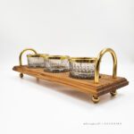 زاویه پرسپکتیو سینی پذیرایی و اردو خوری سه خانه چوب و بلور بدون محتویات