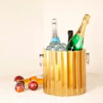 ظرف یخ استوانه‌ای استیل طلایی آسا
