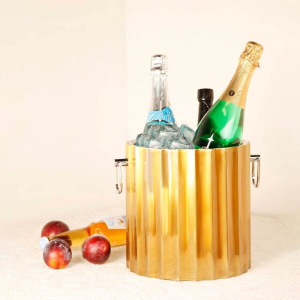 ظرف یخ استوانه‌ای استیل طلایی آسا