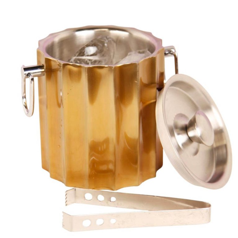 ظرف یخ درب دار استوانه‌ای استیل طلایی آسا