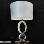 آباژور رومیزی استیل نقره ای (کروم) مدل بیضی با شید طوسی