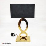 آباژور رومیزی استیل طلایی مدل بیضی با شید مشکی مستطیلی