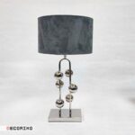 آباژور رومیزی استیل نقره ای مدل توپی با شید طوسی