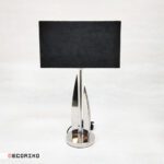 آباژور رومیزی مدرن استیل نقره ای مدل خلیفه با شید مشکی