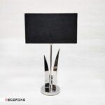 آباژور رومیزی استیل کروم (نقره ای) مدل لاله با شید مشکی