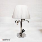 آباژور رومیزی استیل نقره ای (کروم) مدل نخل با شید سفید