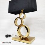 آباژور رومیزی استیل طلایی مدل سه حلقه با شید مشکی