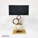 نمای روبرو آباژور رومیزی استیل مدل سه حلقه طلایی