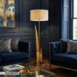 خرید اینترنتی آباژور بلند استیل شیک برای دکوراسیون پذیرایی آبی و طلایی