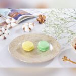 پیش دستی گرد طرح ماربل (بشقاب پذیرایی) با دو عدد ماکارون