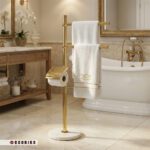 اکسسوری لوکس سرویس بهداشتی رنگ طلایی و سنگی مدرن