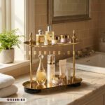 استند نظم دهنده لوازم آرایشی و عطر دو طبقه نووا طلایی