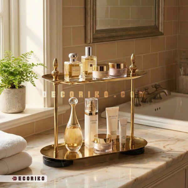 استند نظم دهنده لوازم آرایشی و عطر دو طبقه نووا طلایی