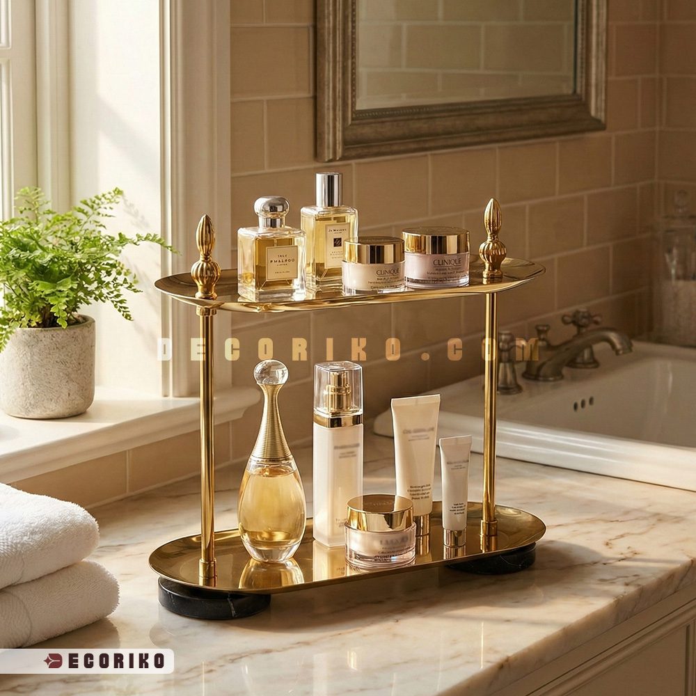استند نظم دهنده لوازم آرایشی و عطر دو طبقه نووا طلایی
