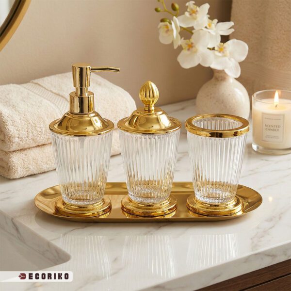 جدیدترین مدل ست دستشویی و حمام طلایی رنگ مناسب جهیزیه و دکوراسیون شیک