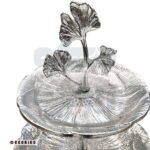 شیرینی خوری دو طبقه مدل لوتوس نقره‌ای 1