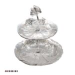 شیرینی خوری دو طبقه مدل لوتوس نقره‌ای 2