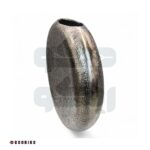 گلدان دکوری گرد نقره ای با بافت خاص طرح چرم